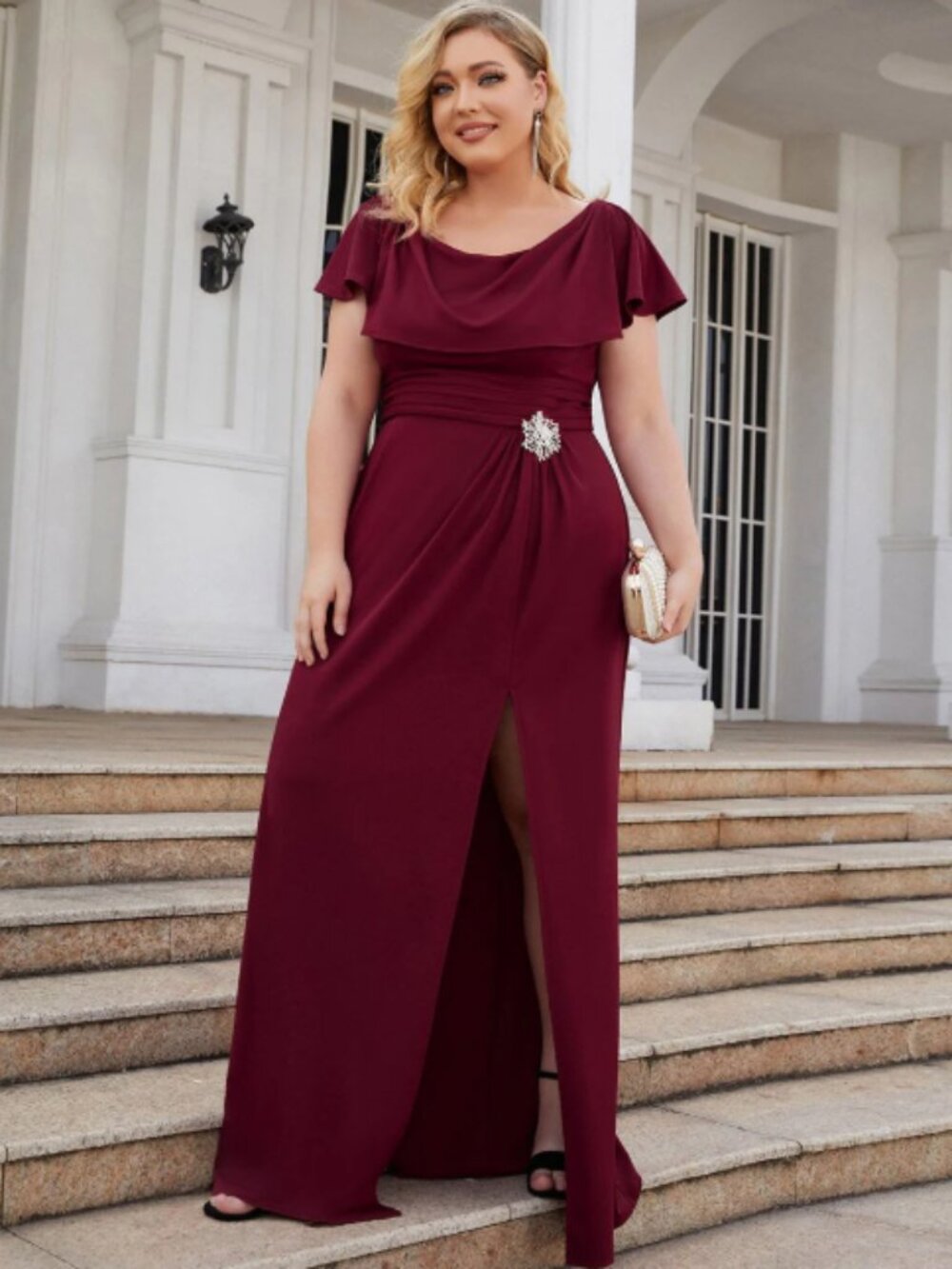 Plus Size Mother of Bride Flutter Sleeve Gown Size 26
